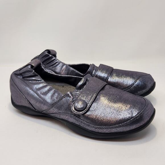 Dansko Women Carol Shimmer Metallic Silver Leather Loafer Size 38 US 7.5 Comfort - Picture 1 of 9